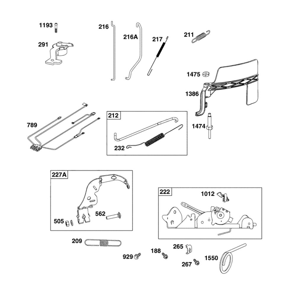 Controls Diagram and Parts List for 44U877-0024-G1  Briggs and Stratton Engine